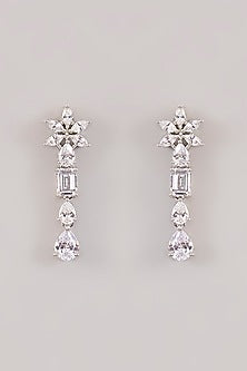 White Finish Diamond Pendant Necklace Set