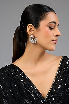 White Finish Diamond Stud Earrings