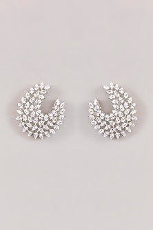 White Finish Diamond Stud Earrings
