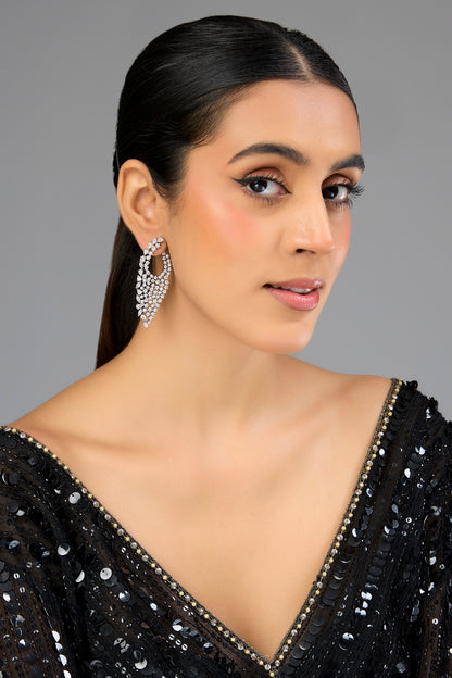 White Finish Diamond Dangler Earrings