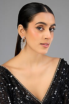 White Finish Diamond Dangler Earrings