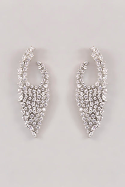 White Finish Diamond Dangler Earrings