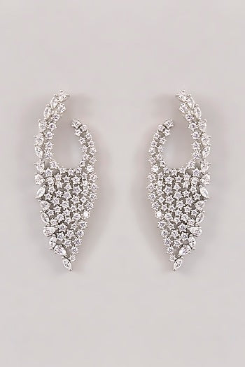 White Finish Diamond Dangler Earrings