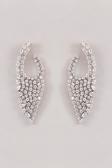 White Finish Diamond Dangler Earrings