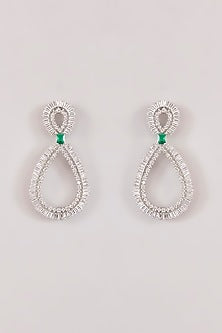 White Finish Diamond Hoop Earrings