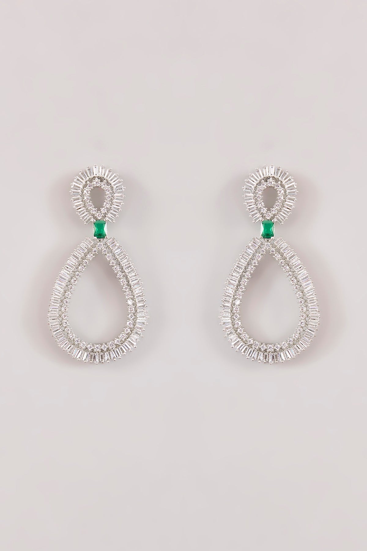 White Finish Diamond Hoop Earrings