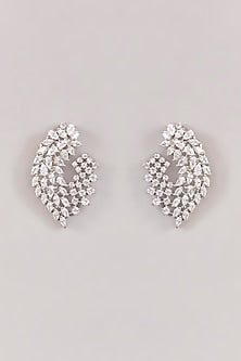 White Finish Diamond Stud Earrings