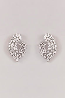 White Finish Diamond Stud Earrings