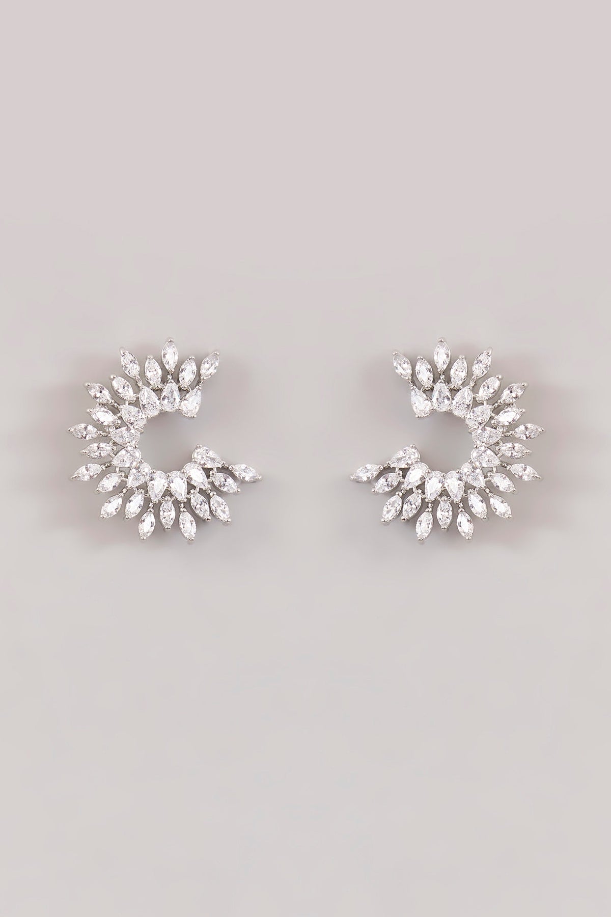 White Finish Diamond Stud Earrings