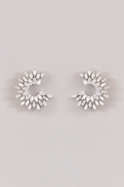 White Finish Diamond Stud Earrings