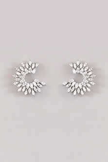 White Finish Diamond Stud Earrings