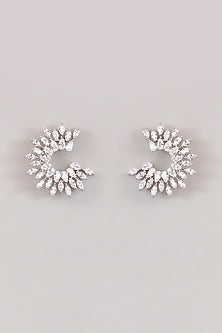 White Finish Diamond Stud Earrings