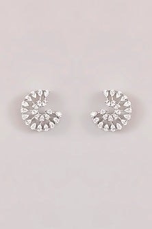 White Finish Diamond Stud Earrings
