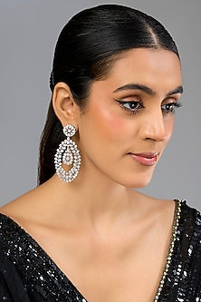 White Finish Diamond Dangler Earrings