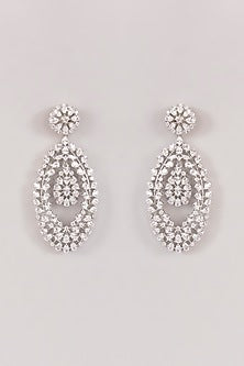 White Finish Diamond Dangler Earrings