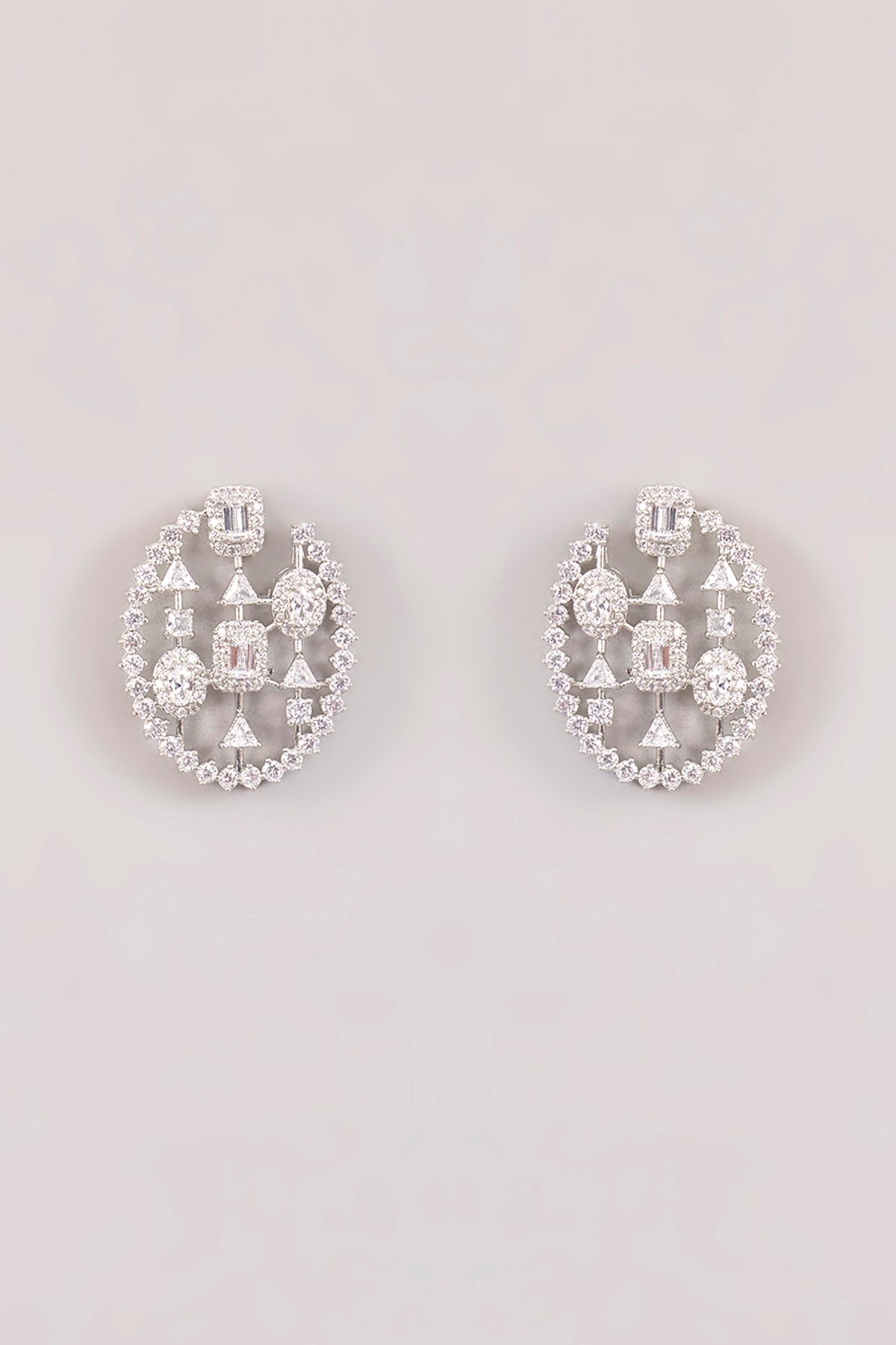 White Finish Diamond Dangler Earrings