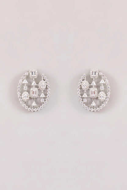White Finish Diamond Dangler Earrings