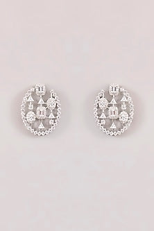 White Finish Diamond Dangler Earrings