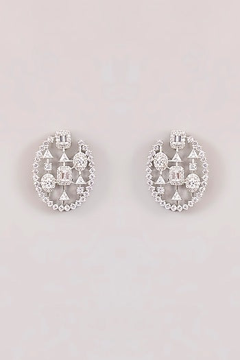 White Finish Diamond Dangler Earrings
