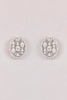 White Finish Diamond Dangler Earrings