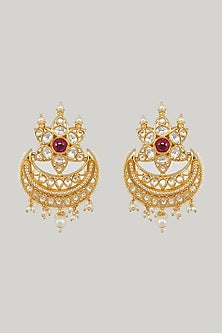 Gold Plated Kundan Polki & Pearl Drop Choker Necklace Set