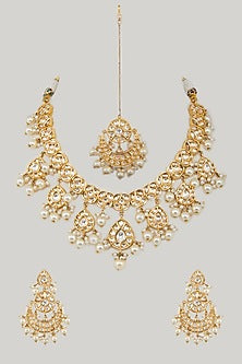 Gold Plated Kundan Polki Necklace Set