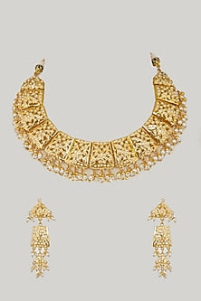 Gold Plated Kundan & Pearl Necklace Set