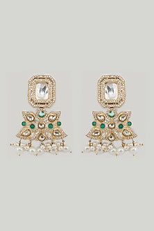 Gold Finish Kundan Polki & Pearl Necklace Set