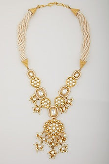 Gold Plated Kundan Polki & Diamond Choker Necklace Set