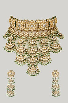 Gold Plated Bridal Kundan Polki Choker Necklace Set