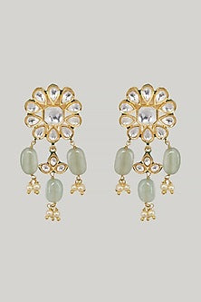 Gold Plated Kundan Polki & Green Beaded Choker Necklace Set