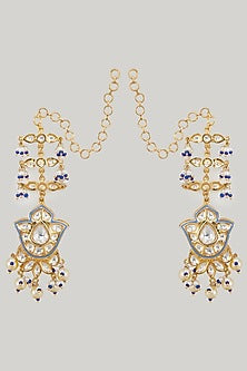 Gold Plated Kundan Polki Meenakari Dangler Earrings