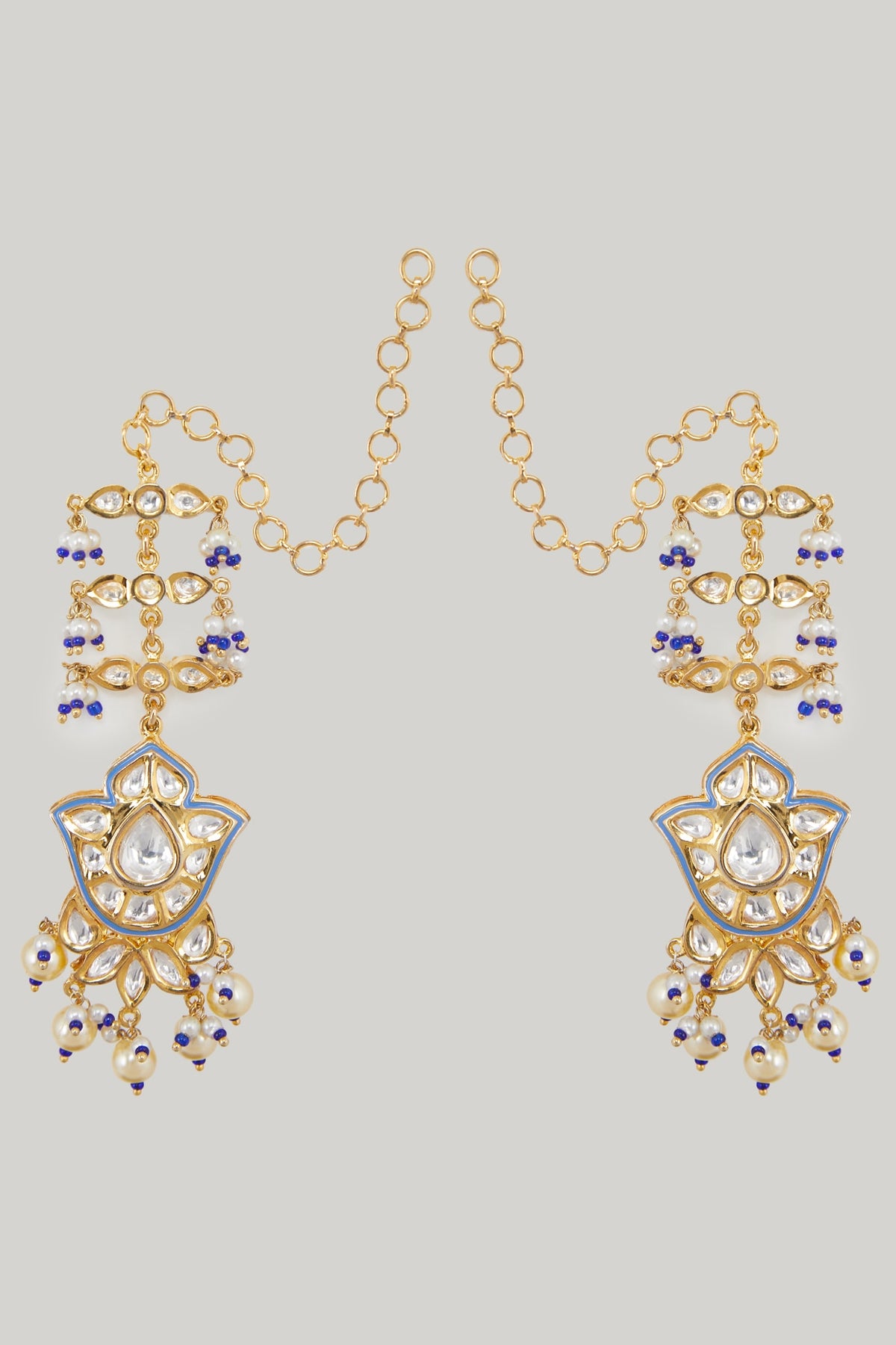 Gold Plated Kundan Polki Meenakari Dangler Earrings