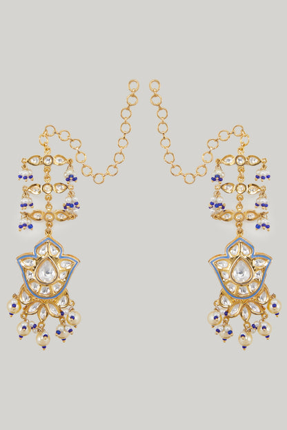 Gold Plated Kundan Polki Meenakari Dangler Earrings