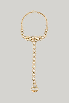Gold Plated Kundan Polki Haath Phool