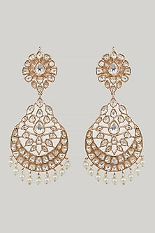 Gold Plated Kundan Polki Dangler Earrings