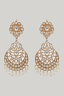 Gold Plated Kundan Polki Dangler Earrings