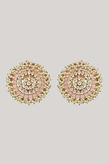 Gold Plated Kundan & Pearl Stud Earrings