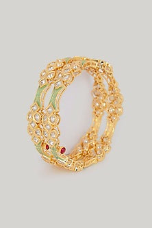 Gold Plated Kundan Polki Bangles (Set Of 2)