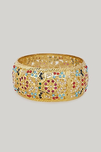 Gold Plated Kundan Polki Kada