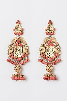 Gold Finish Kundan Polki Dangler Earrings In 92.5 Sterling Silver