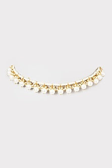 Gold Finish Moissanite & Pearl Necklace In 92.5 Sterling Silver