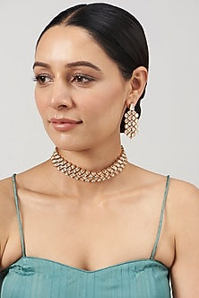 Gold Plated Kundan Polki Choker Necklace Set