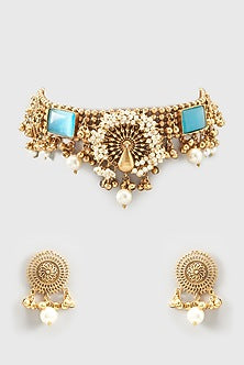 Oxidized Finish Kundan Choker Necklace Set