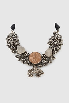 Oxidized Finish Multi-Colored Stone Necklace