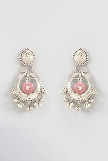 Oxidized Finish Kundan & Beaded Chandbali Earrings