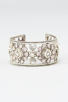Oxidized Finish Ruby Kundan Cuff