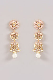 Gold Finish Kundan Polki & Pearl Necklace Set