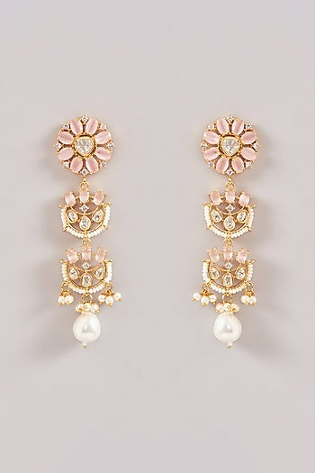 Gold Finish Kundan Polki & Pearl Necklace Set