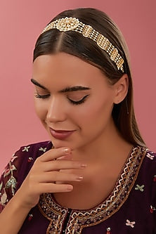Gold Finish Kundan Polki Mathapatti